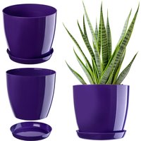 Doniczka na kwiaty z podstawką 20 cm, fioletowa