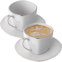 Filiżanka ze spodkiem Fraisse ze złotym zdobieniem 250ml 2szt kwadratowa