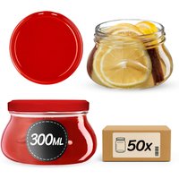 Słoiki na przetwory Raja 300ml 50szt fi 82 mm + wieczka czerwone