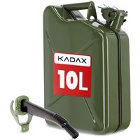 Kanister na paliwo stalowy 10L + lejek 25 cm, zielony