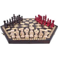 Szachy drewniane dla trzech osób
