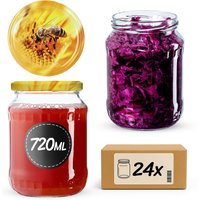 Słoiki na przetwory Jukka 720ml 24szt fi 82 mm + wieczka "Pszczoła"