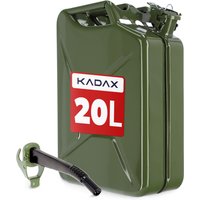 Kanister na paliwo stalowy 3 uchwyty, 20L + lejek 25 cm, zielony