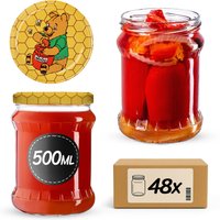 Słoiki na przetwory Kisko 500ml 48szt fi 82 mm + wieczka "Miód"