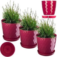 Doniczki na kwiaty z podstawkami Amily 25cm amarant 3szt