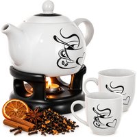 Dzbanek ceramiczny z podgrzewaczem Irais 1L + 2 kubki serce
