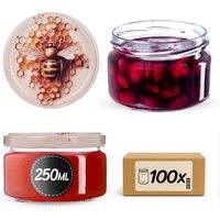 Słoiki na przetwory Denia 250ml 100szt fi 82 mm + wieczko "Pszczoła"
