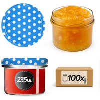 Słoiki na przetwory Tartu 235ml fi 82 mm 100szt + wieczko Groszek niebieski