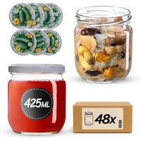 Słoiki na przetwory Salla 425ml fi 82 mm 48szt + wieczko Kompozycja ogórkowa