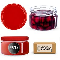 Słoiki na przetwory Denia 250ml 100szt fi 82 mm + wieczko czerwone