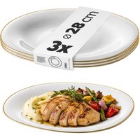 Talerz płytki Vacri 27 cm biały ze złotym rantem 3 szt.