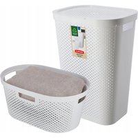 Kosz z pokrywą 60L + pojemnik 45L biały