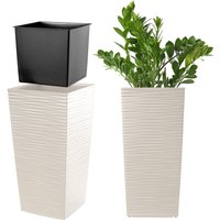 Donica na kwiaty z wkładem Tuluza dłuto 25 cm, kremowa