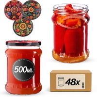 Słoiki na przetwory Kisko 500ml fi 82 mm 48szt + wieczko Haftowanka