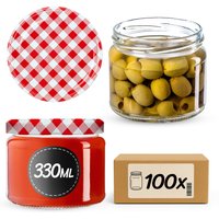 Słoiki na przetwory Sonka 330ml 100szt fi 82 mm + wieczka "Czerwona Krata"
