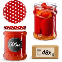 Słoiki na przetwory Kisko 500ml 48szt fi 82 mm + wieczka "Groszek czerwony"