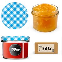 Słoiki na przetwory Tartu 235ml 50szt fi 82 mm + wieczka "Niebieska krata"