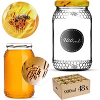 Szklany słój Lierde 900ml fi 82 mm 48 szt. + wieczka "Pszczoła"