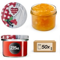 Słoiki na przetwory Tartu 235ml fi 82 mm 50szt + wieczko Krata z serduszkiem