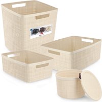 Pojemniki do przechowywania Curver Jute 2 + 5 + 12 + 17L, kremowe