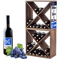 Regał na wino Loreo X drewniany ciemny brąz 2szt