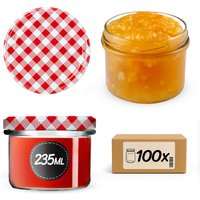 Słoiki na przetwory Tartu 235ml 100szt fi 82 mm + wieczka "Czerwona krata"