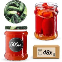 Słoiki na przetwory Kisko 500ml 48szt fi 82 mm + wieczka "Ogórki"