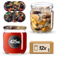 Słoiki na przetwory Salla 425ml fi 82 mm 12szt + wieczko Ptaki