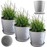 Doniczka na kwiaty z podstawką szara Amily 25 cm, 3 szt.