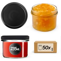 Słoiki na przetwory Tartu 235ml 50szt 82mm + wieczka "Czarny mat"