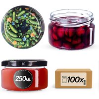 Słoiki na przetwory Denia 250ml 100szt fi 82 mm + wieczko "Ogórki czarne"