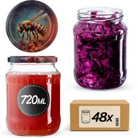 Słoiki na przetwory Jukka 720ml fi 82 mm 48szt + wieczko Pszczoła