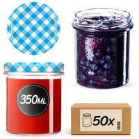 Słoiki na przetwory Avila 350ml 50szt fi 82 mm + wieczka "Niebieska Krata"
