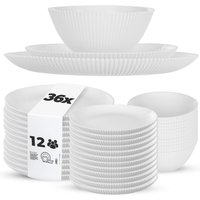 Zestaw obiadowy Regno salaterka 15 cm + talerz deserowy + talerz płytki biały 12 kpl.