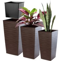 Donice na kwiaty z wkładem Tuluza dłuto 30 cm + 35 cm + 40 cm, mokka