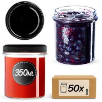 Słoiki na przetwory Avila 350ml 50szt fi 82 mm + wieczka czarne