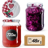 Słoiki na przetwory Jukka 720ml fi 82 mm 48szt + wieczko Krata z serduszkiem