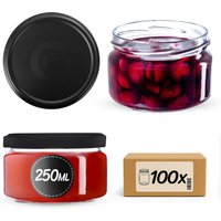 Słoiki na przetwory Denia 250ml 100szt fi 82 mm + wieczko "Czarny mat"