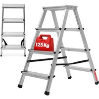 Drabina aluminiowa z podestem Molde, 4 stopnie, 125 kg