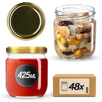 Słoiki na przetwory Salla 425ml 48szt fi 82 mm + wieczka złote