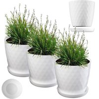 Doniczka na kwiaty z podstawką Amily 25 cm, biała 3szt