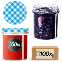 Słoiki na przetwory Avila 350ml 100szt fi 82 mm + wieczka "Niebieska Krata"