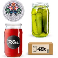 Słoiki na przetwory Niva 760ml fi 82 mm 48szt + wieczko Kogut