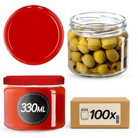 Słoiki na przetwory Sonka 330ml 100szt fi 82 mm + wieczka czerwone