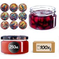 Słoiki na przetwory Denia 250ml 100szt fi 82 mm + wieczko "Ptaki witraż"