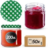 Słoiki na przetwory Lerma 200ml 50szt fi 66 mm + wieczka "Zielona krata"
