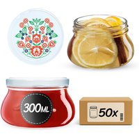 Słoiki na przetwory Raja 300ml 50szt fi 82 mm + wieczka "Folklor"