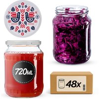 Słoiki na przetwory Jukka 720ml fi 82 mm 48szt + wieczko Kurpie