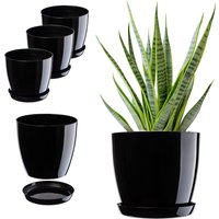 Doniczka Agen z podstawką czarna 23 cm, 3 szt.