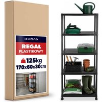 Regał plastikowy Salverte 5-poziomowy 170 x 60 x 30 cm czarny